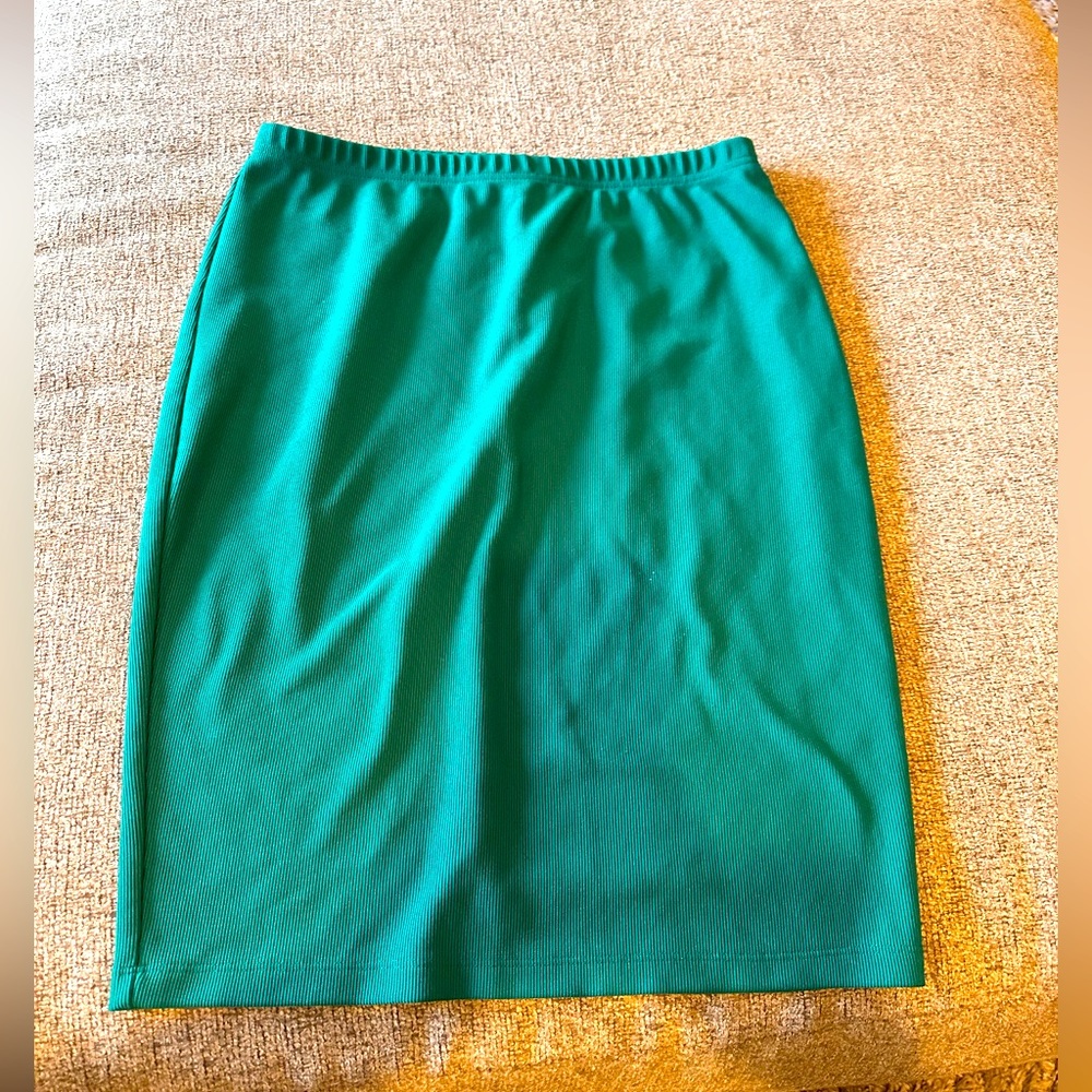 Pencil skirt, emerald green, ribbed, 1x women’s